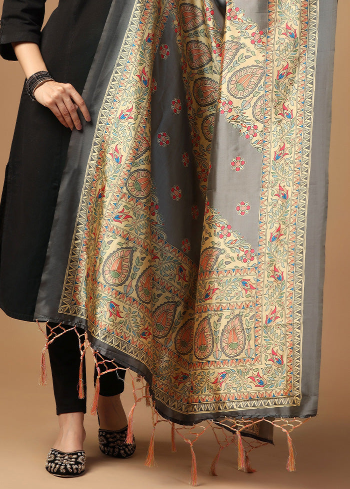 Grey Art Silk Dupatta Quality Free Shipping Outlet