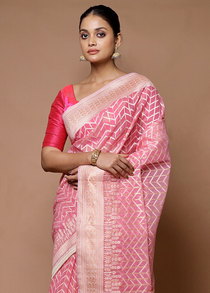 Pink Kora Silk Saree With Blouse Piece Clearance Eastbay