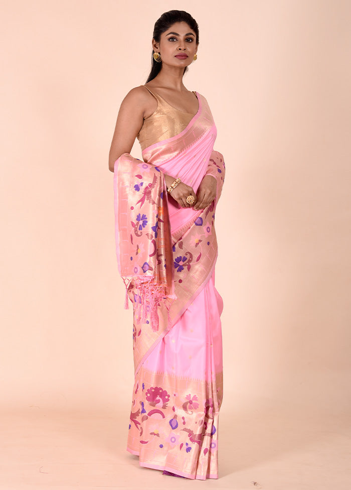 Pink Dupion Silk Saree With Blouse Piece Lowest Pice