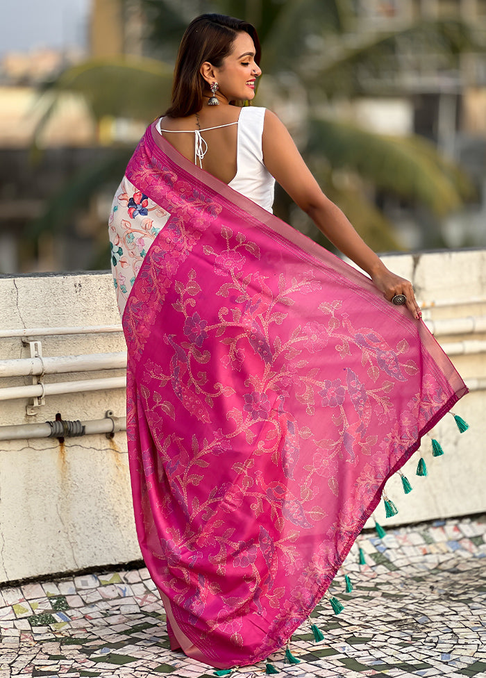 Pink Tussar Silk Saree With Blouse Piece Manchester Cheap Pice