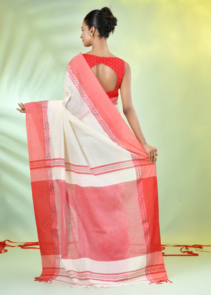 Off White Cotton Saree With Blouse Piece For Cheap Online