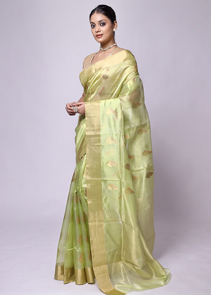 Green Handloom Chanderi Pure Cotton Saree With Blouse Piece Discounts Cheap Pice