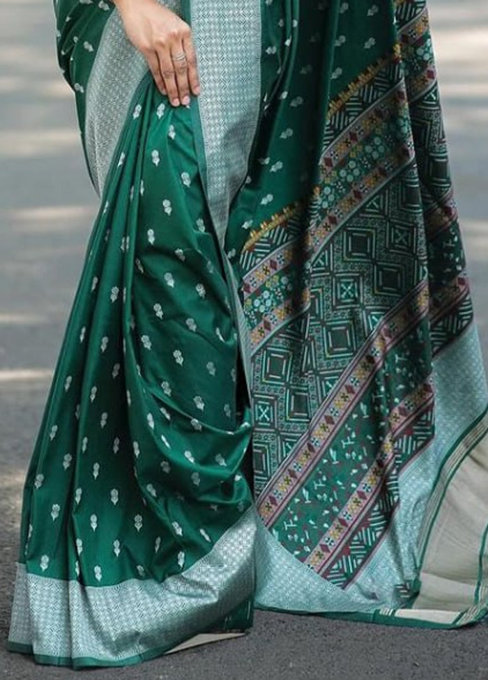 Green Banarasi Silk Saree With Blouse Piece Buy Cheap New