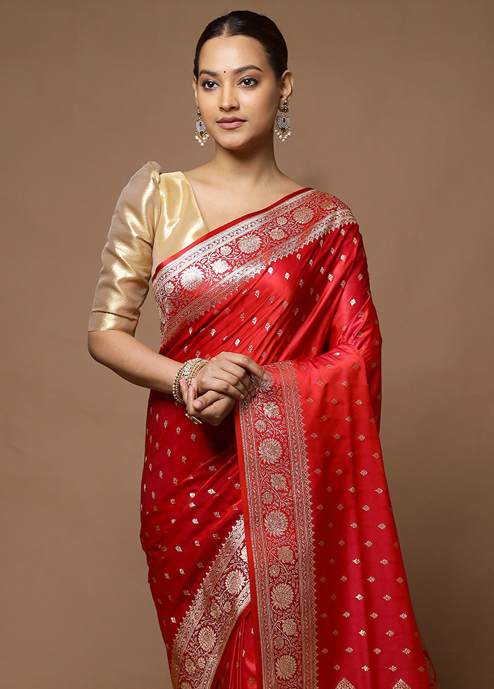 Red Banarasi Silk Saree With Blouse Piece Buy Cheap Cheap