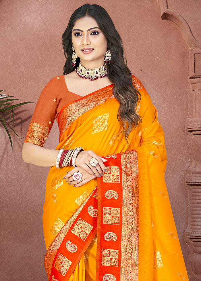 Mustard Dupion Silk Saree With Blouse Piece Big Discount Online