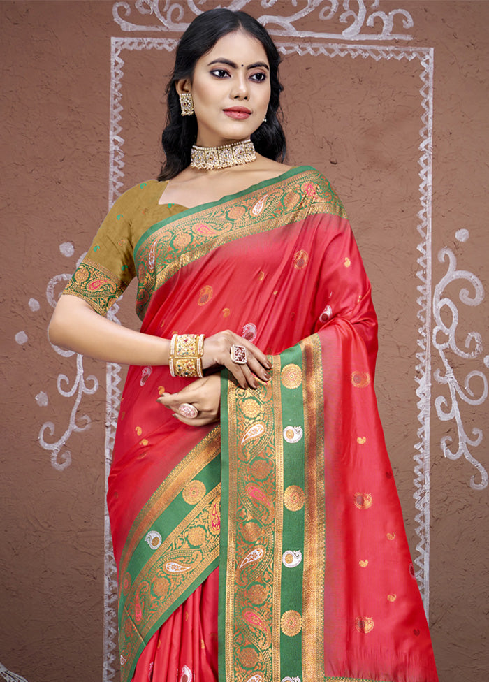 Dark Pink Dupion Silk Saree With Blouse Piece Buy Cheap Low Shipping