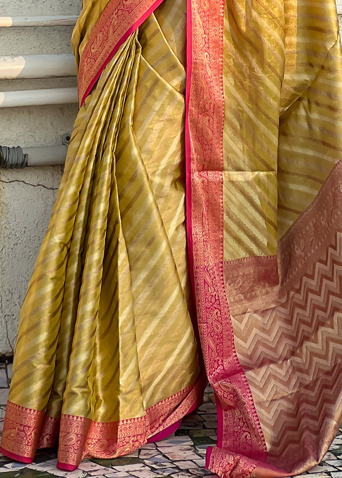 Yellow Spun Silk Saree With Blouse Piece Release Dates Cheap Online