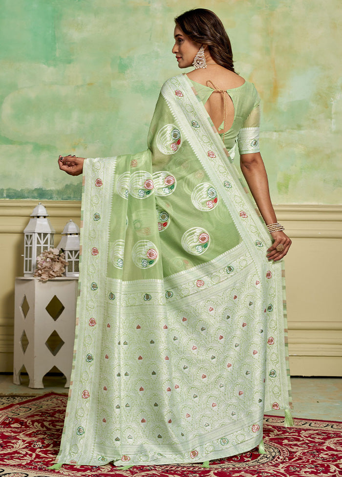 Green Cotton Saree With Blouse Piece Free Shipping Order