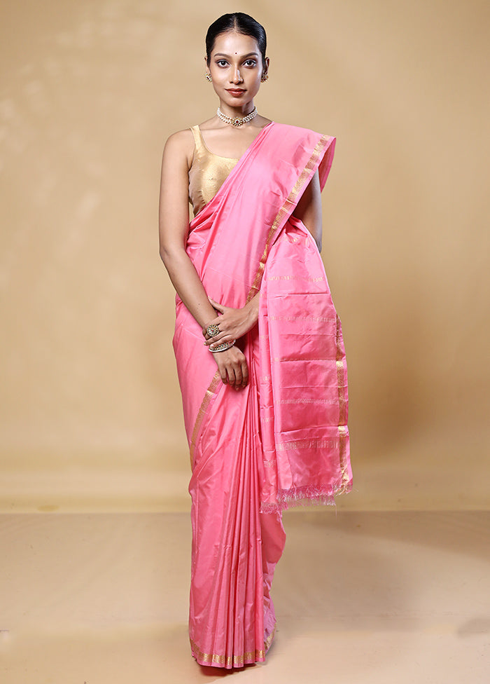 Pink Kanjivaram Silk Saree With Blouse Piece Clearance Geniue Stockist