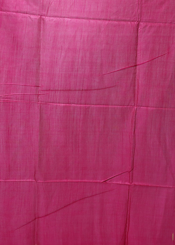 Pink Handloom Tussar Pure Silk Saree With Blouse Piece Cheap Sale Outlet