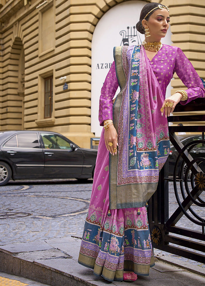 Purple Spun Silk Saree With Blouse Piece Outlet Store Cheap Online