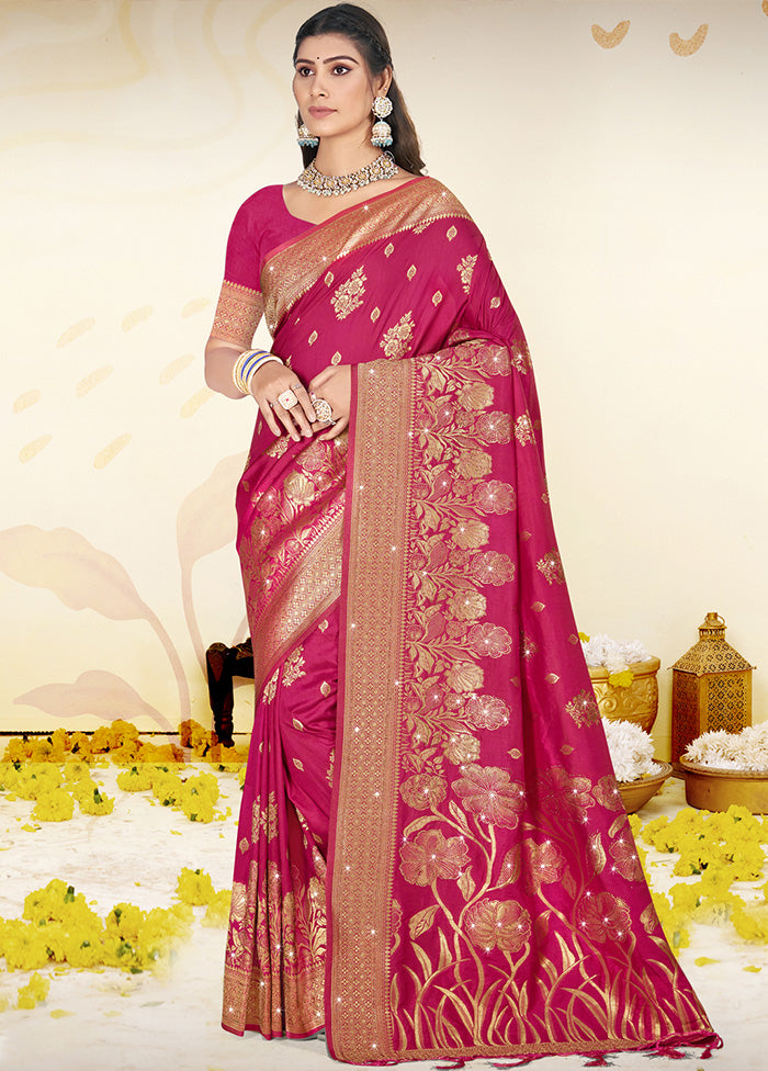 Pink Spun Silk Saree With Blouse Piece Best Wholesale Online