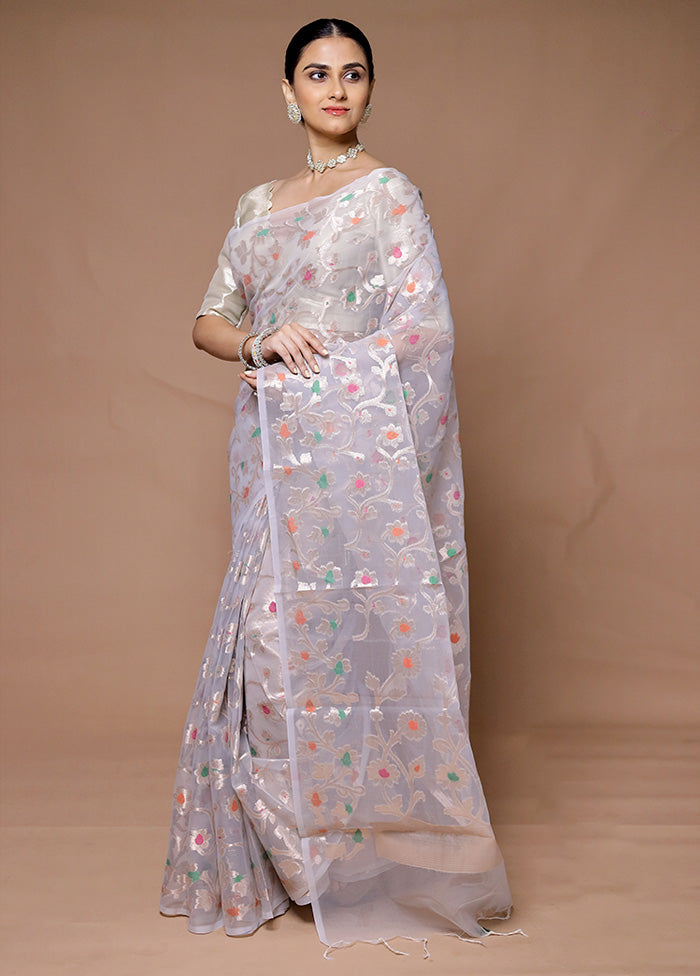 Grey Organza Saree With Blouse Piece Outlet Huge Surprise