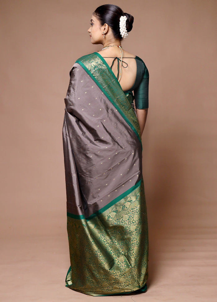 Grey Kanjivaram Silk Saree With Blouse Piece Limited Edition