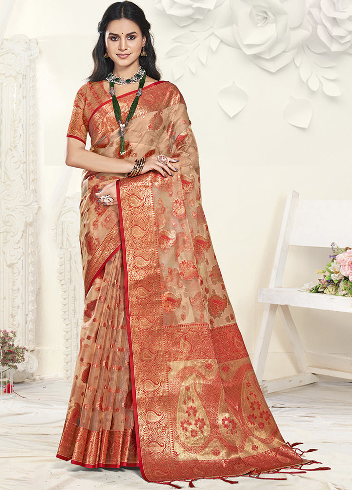 Multicolor Organza Saree With Blouse Piece Finishline Sale Online