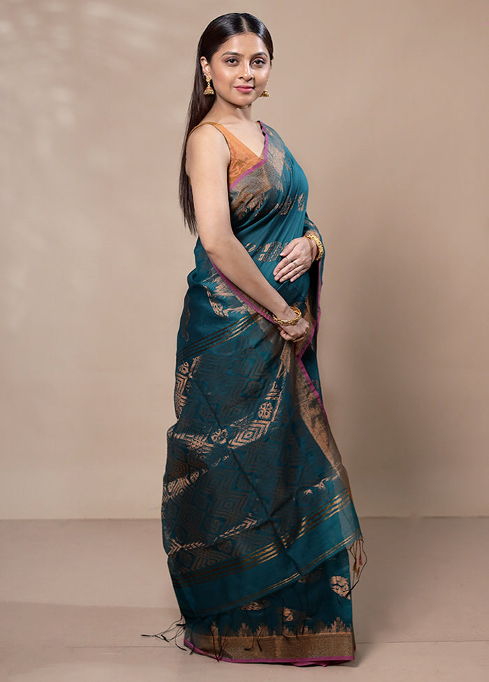 Green Khadi Cotton Saree With Blouse Piece Cheap Outlet Locations