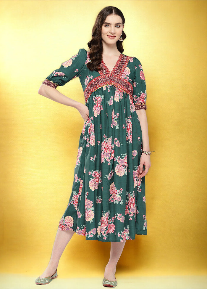 Green Readymade Silk Indian Dress For Sale Sale Online