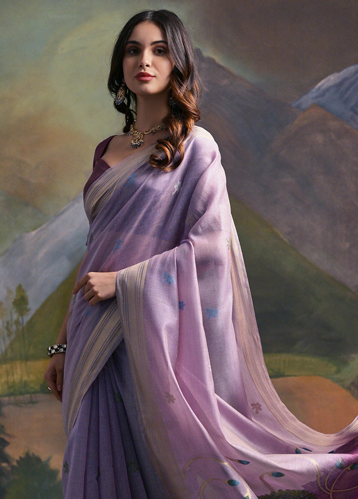 Lavender Pure Cotton Saree With Blouse Piece Buy Cheap Explore