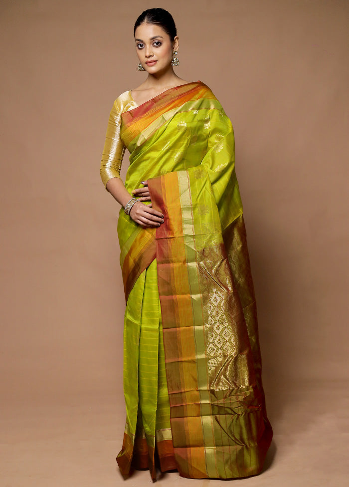 Green Handloom Kanjivaram Pure Silk Saree With Blouse Piece Pick A Best Cheap Pice