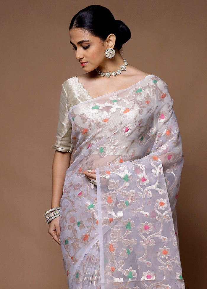 Grey Organza Saree With Blouse Piece Outlet Huge Surprise