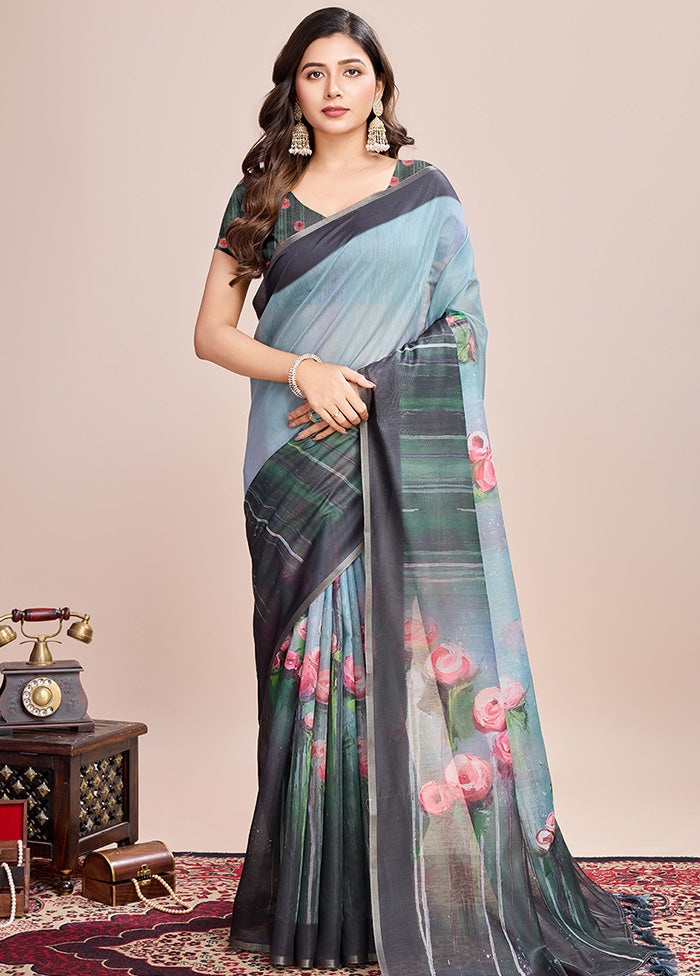 Multicolor Linen Silk Saree With Blouse Piece Shop Offer For Sale