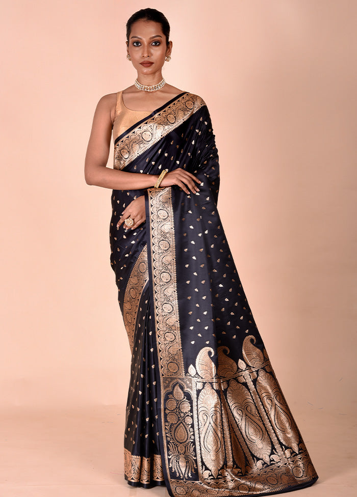 Black Banarasi Silk Saree With Blouse Piece Cost Online