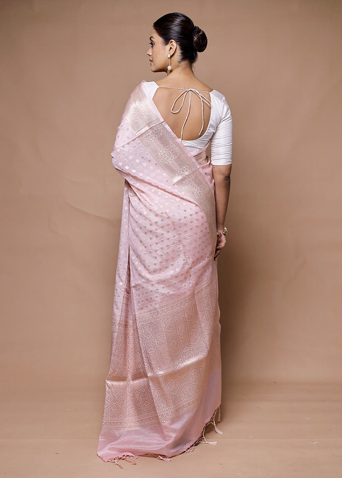 Pink Kora Silk Saree With Blouse Piece Discount Sale Online