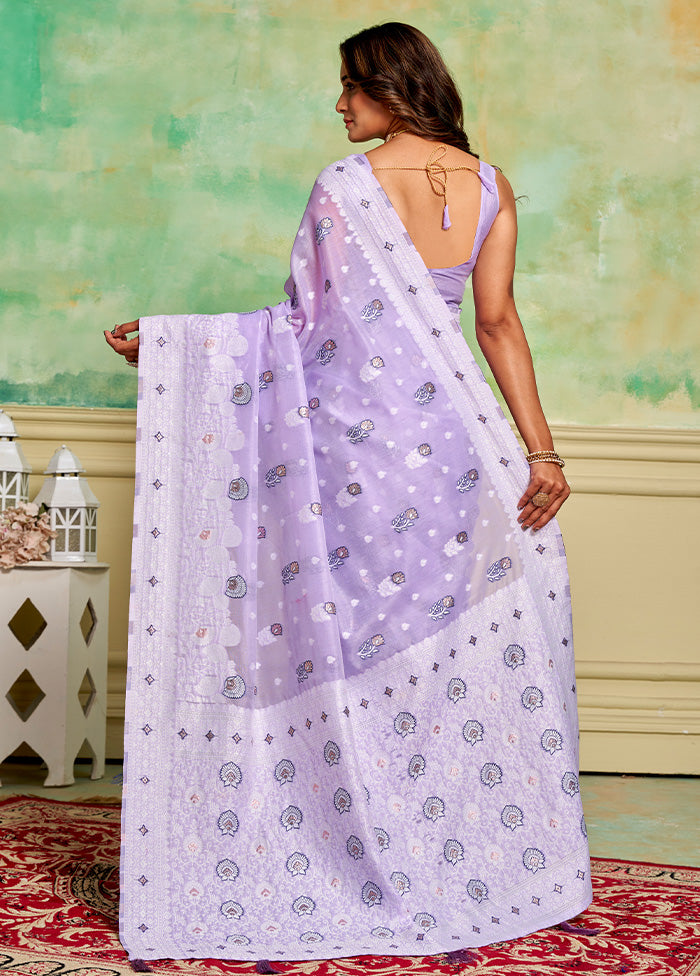 Lavender Cotton Saree With Blouse Piece Sale Browse