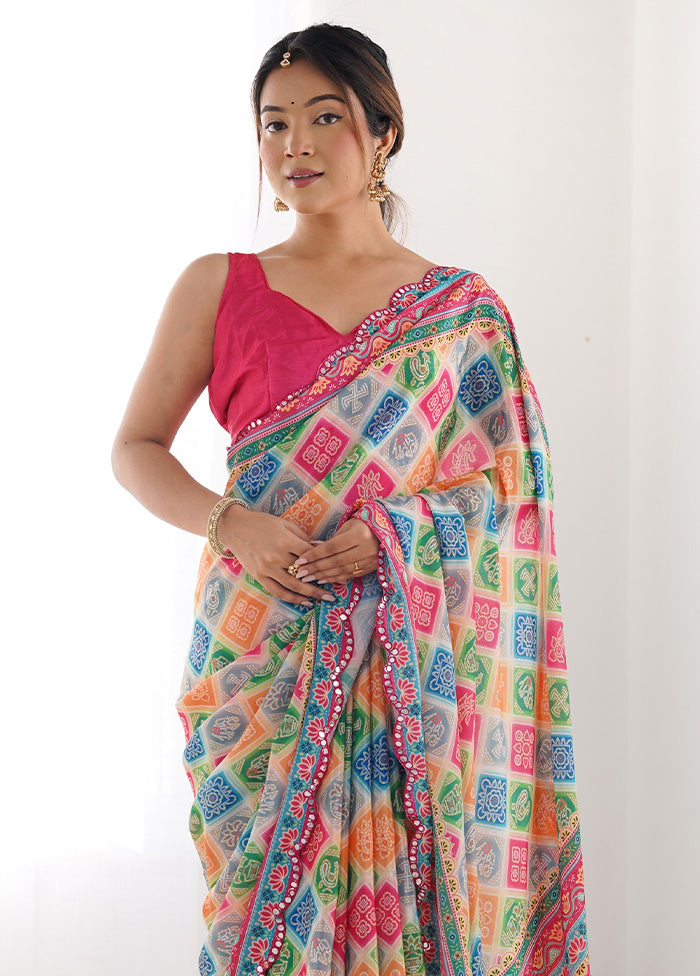 Multicolor Spun Silk Saree With Blouse Piece Visit Online