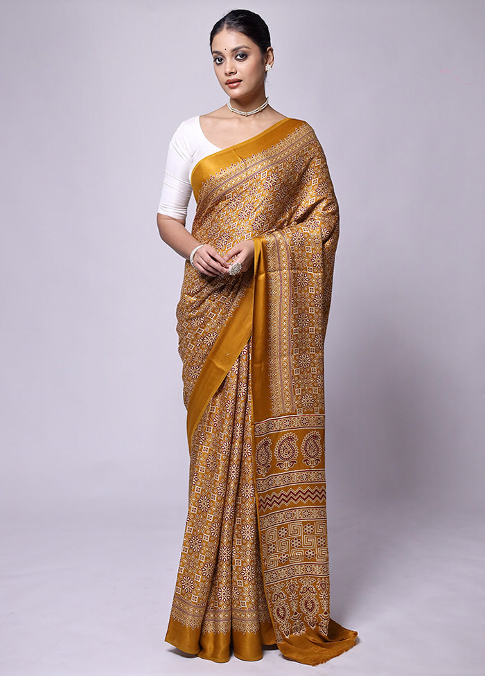 Yellow Pure Modal Silk Saree Without Blouse Piece Cheap Official