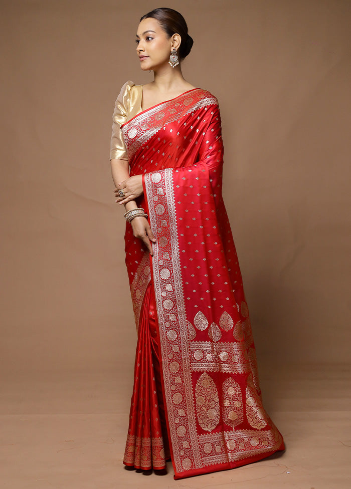 Red Banarasi Silk Saree With Blouse Piece Buy Cheap Cheap