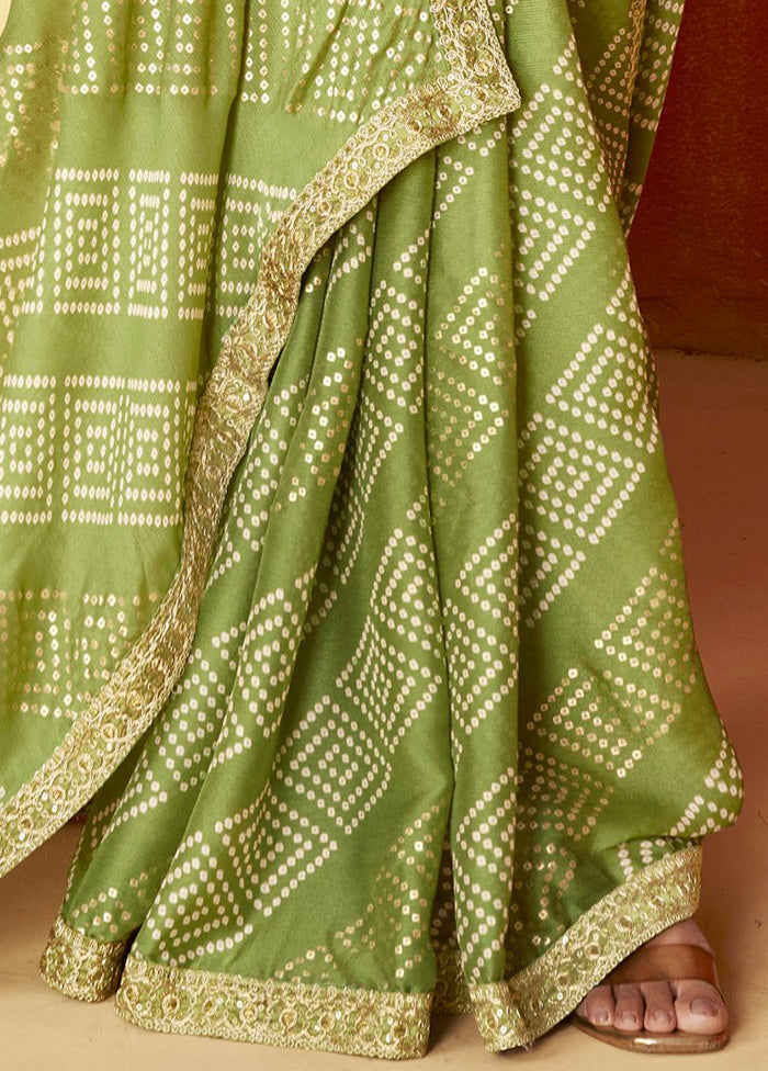 Green Chiffon Silk Saree With Blouse Piece Affordable Sale Online