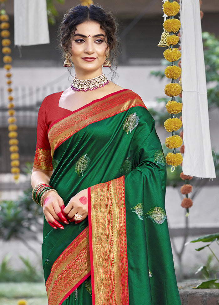 Dark Green Dupion Silk Saree With Blouse Piece From China Cheap Pice