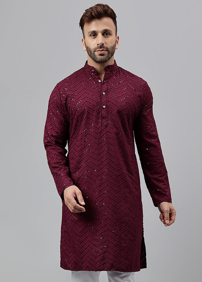 2 Pc Maroon Viscose Kurta Pajama Set Best Sale Cheap Online