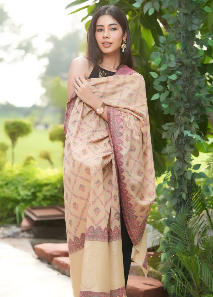 Beige Fine Wool Shawl Best Sale Online