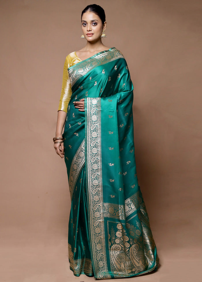 Green Banarasi Silk Saree With Blouse Piece Free Shipping Get To Buy