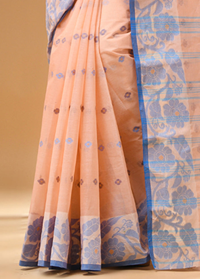 Peach Cotton Woven Work Saree Without Blouse Piece Discount 2025 New