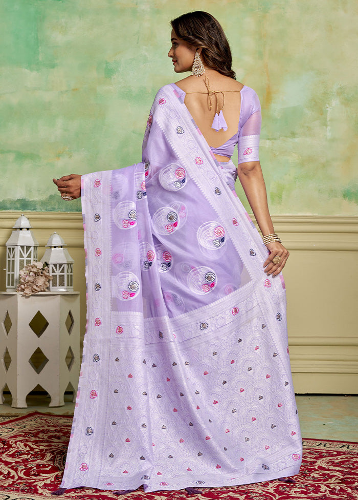 Lavender Cotton Saree With Blouse Piece Free Shipping Discounts