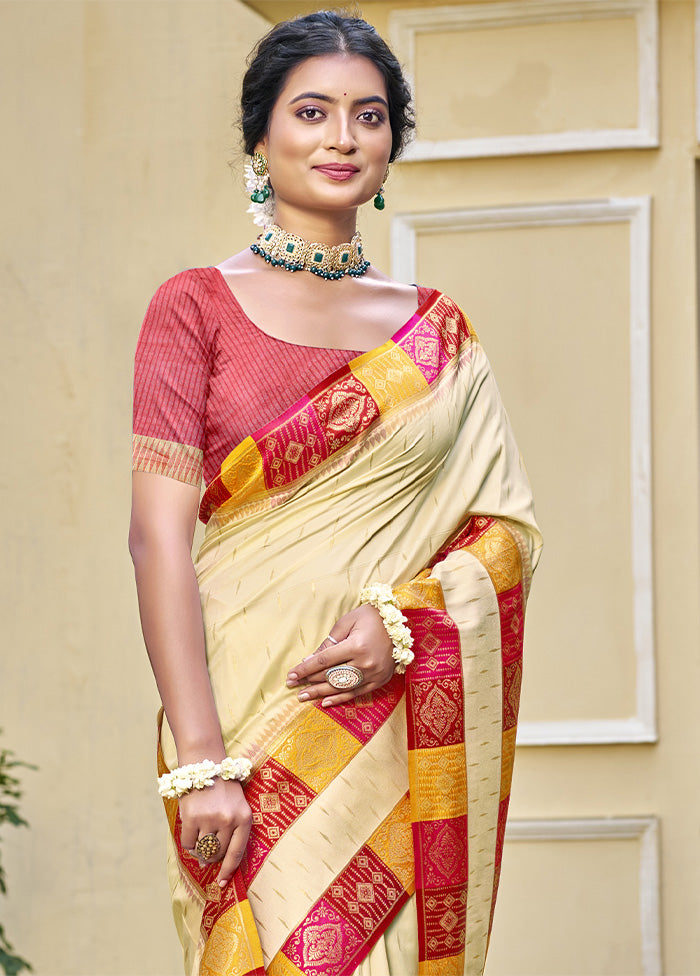 Cream Dupion Silk Saree With Blouse Piece From China Cheap Pice