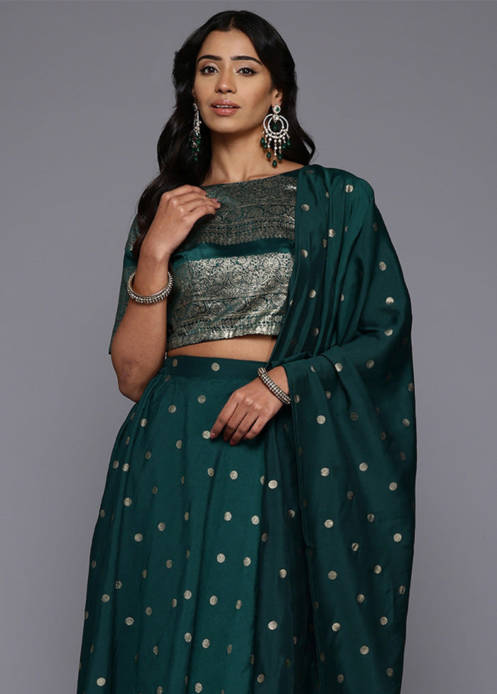 Green Silk Readymade Lehenga Discount View