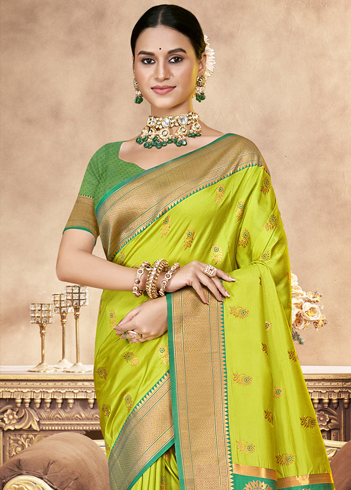 Green Spun Silk Saree With Blouse Piece Discount Explore