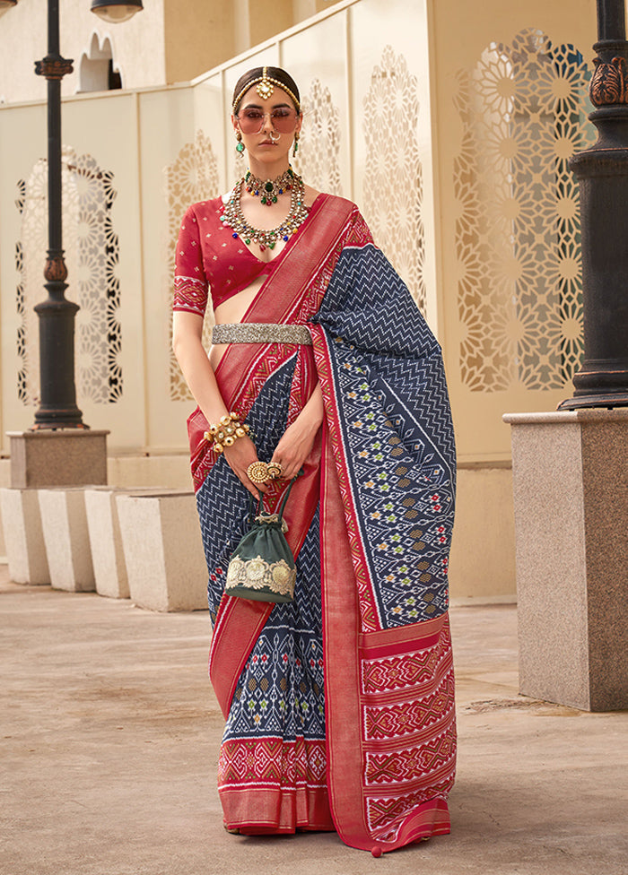 Blue Spun Silk Saree With Blouse Piece For Nice Cheap Online