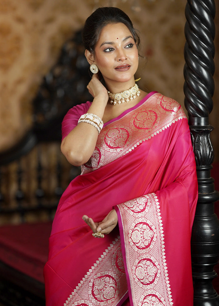 Pink Katan Silk Saree With Blouse Piece Buy Cheap Browse