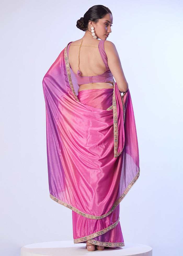 Pink Spun Silk Saree With Blouse Piece Marketable