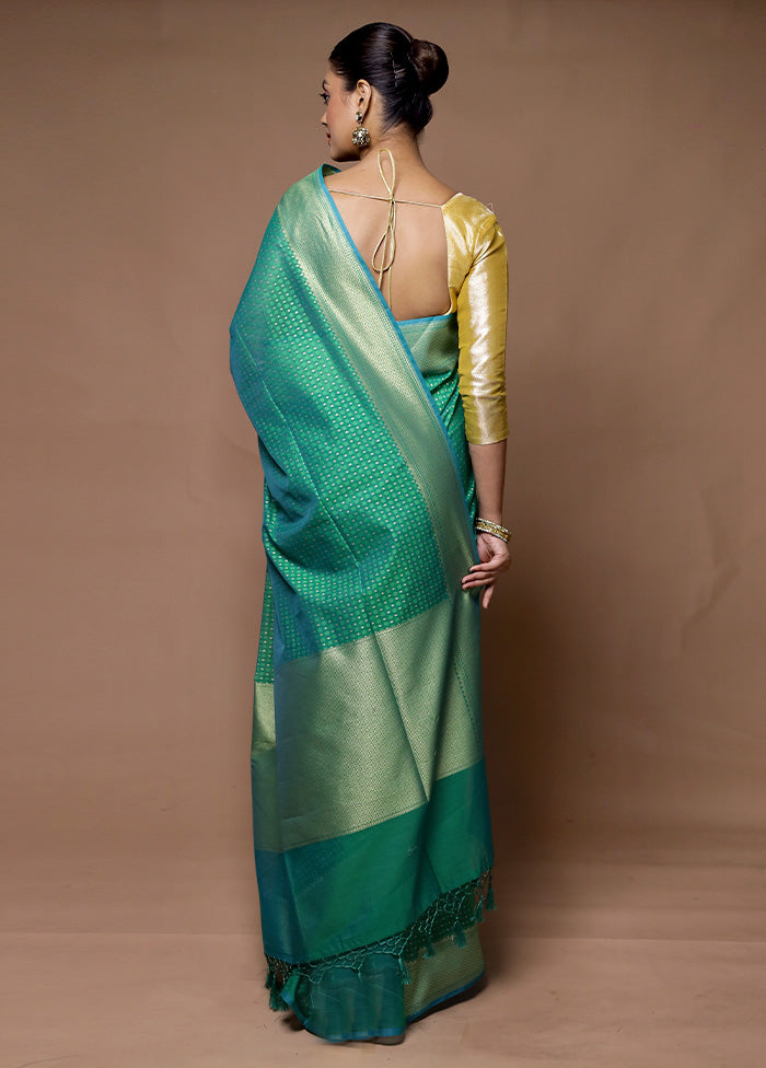 Green Kora Silk Saree With Blouse Piece For Cheap Sale Online