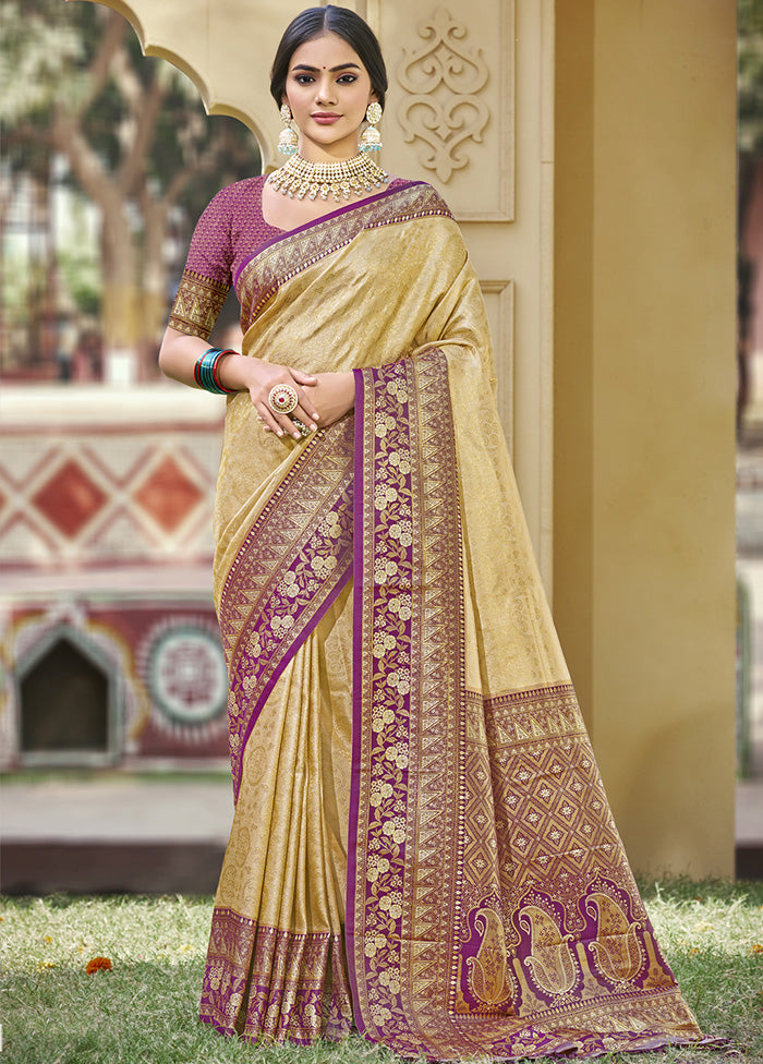 Cream Spun Silk Saree With Blouse Piece Outlet Extremely