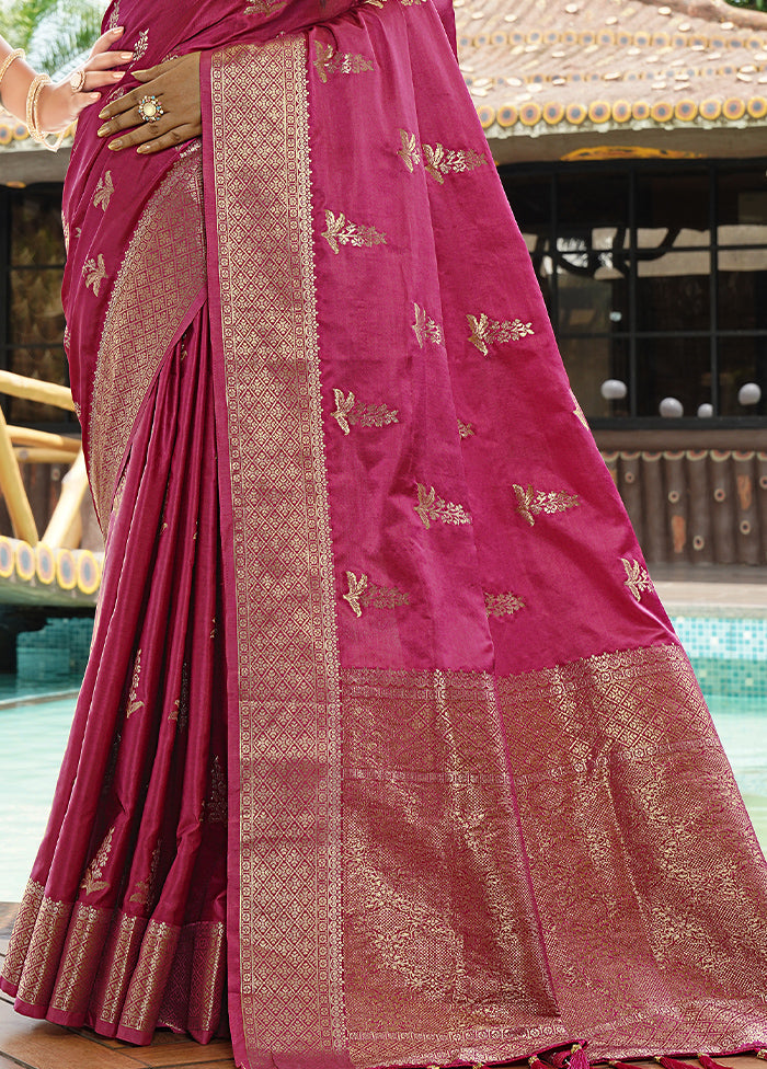 Wine Satin Silk Saree With Blouse Piece Sale Low Shipping Fee