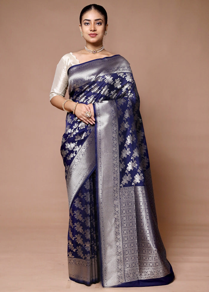 Blue Uppada Silk Saree With Blouse Piece Outlet Cheap