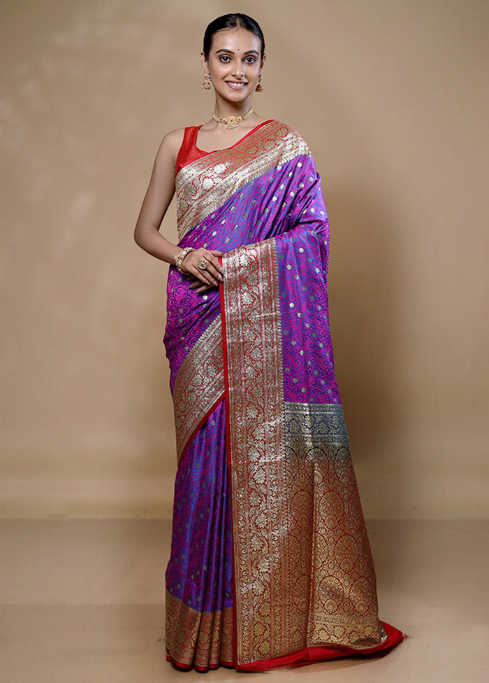 Purple Tanchoi Silk Saree With Blouse Piece Clearance Visit New