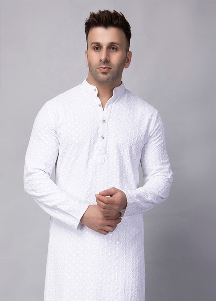 2 Pc white Viscose Kurta Pajama Set Buy Cheap Sast